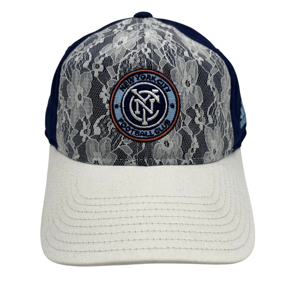 Adidas NYCFC New York City FC MLS Navy Blue White Floral Lace Adjustable Hat Cap